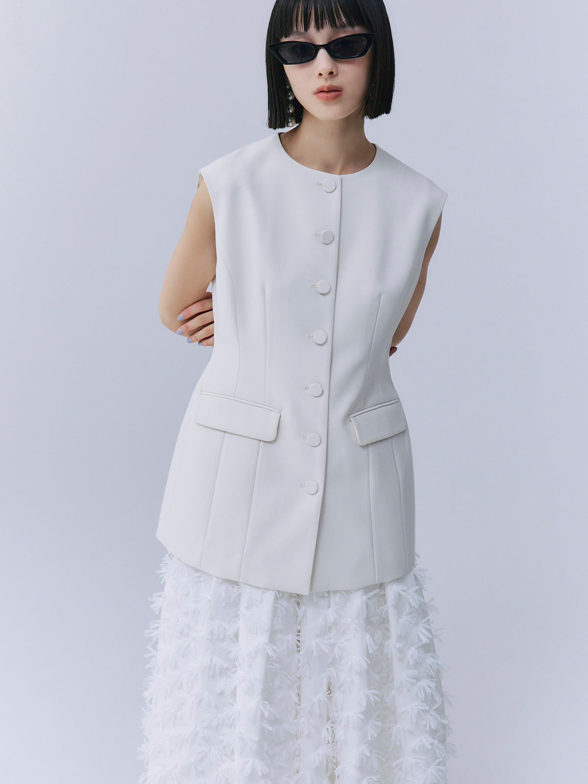 フロントボタンシェイプベスト