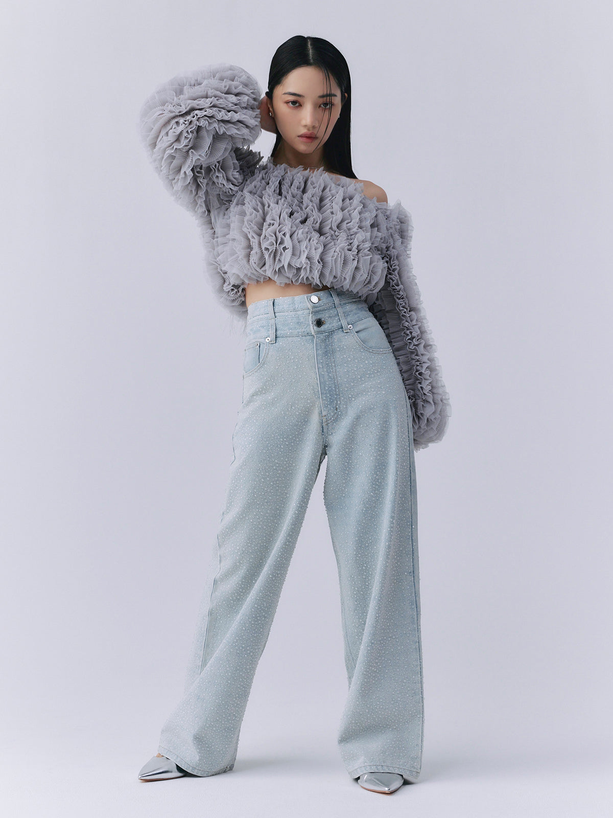 ボリュームチュールオフショルトップス