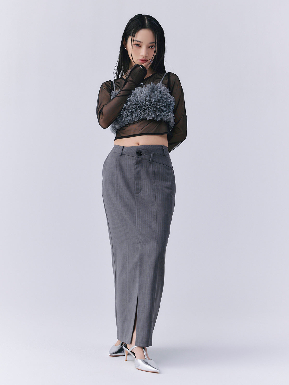 チュールフリルベアトップ