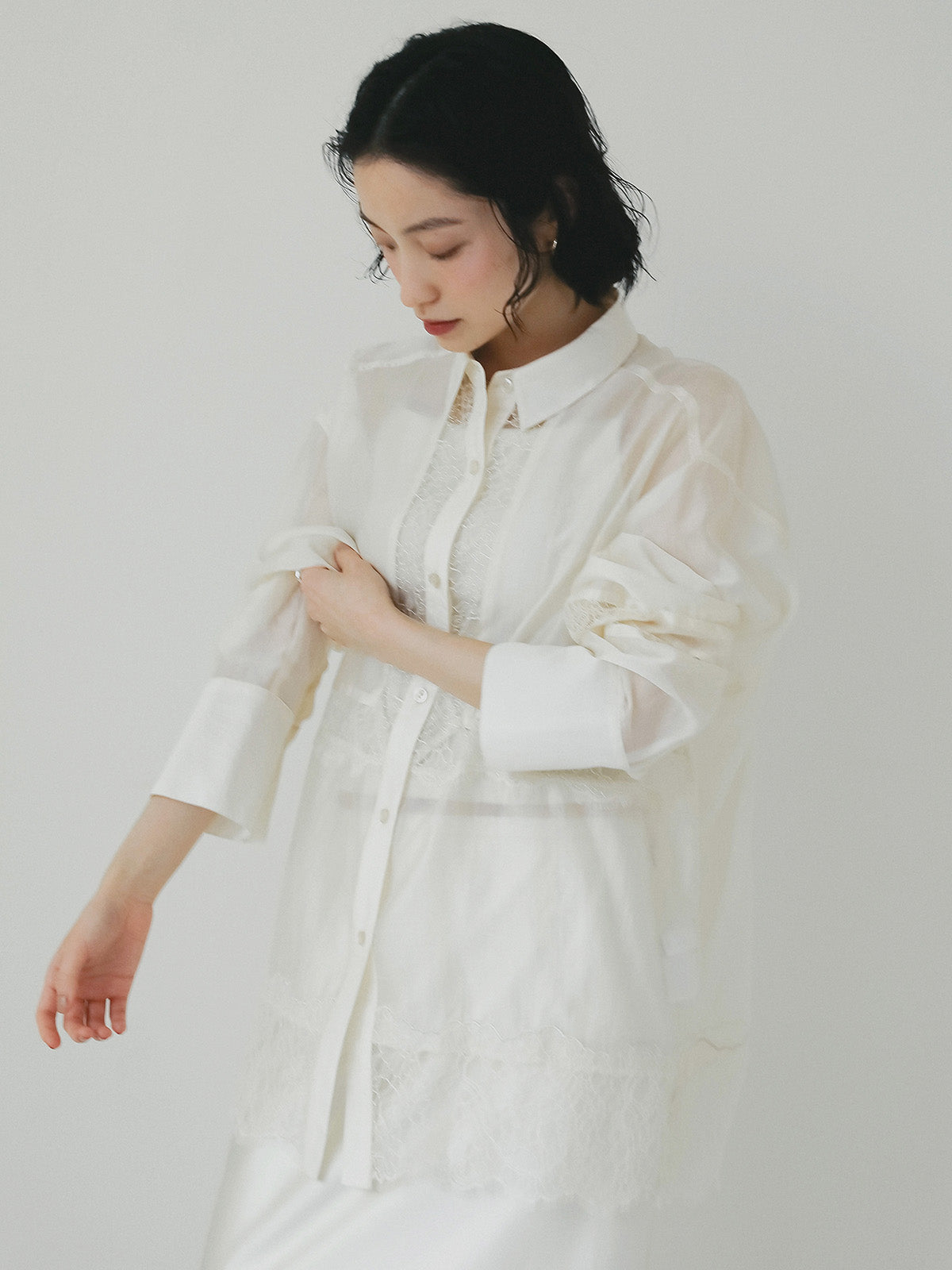 レースコンビシアーシャツ