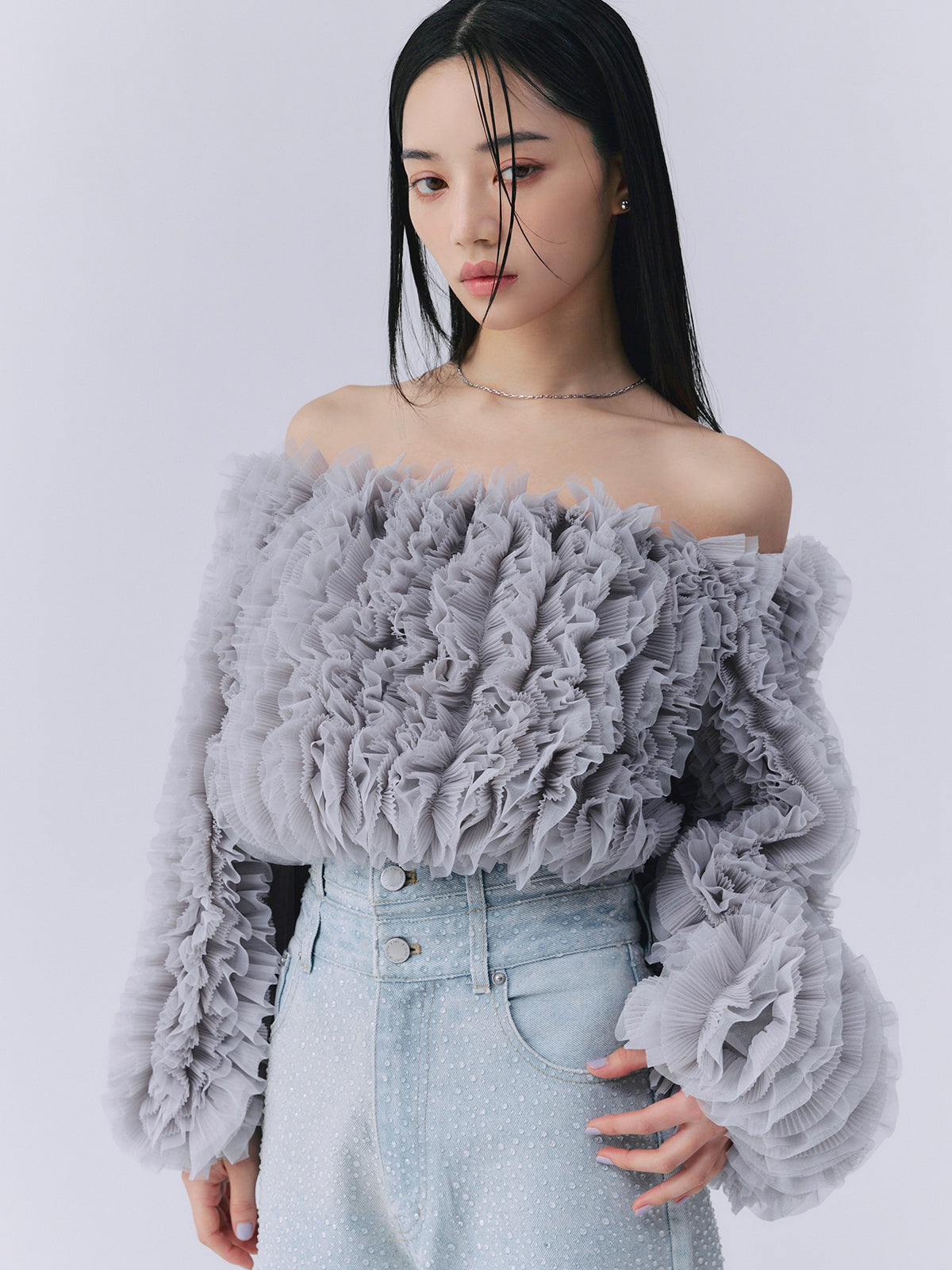 drop patternデニムパンツ