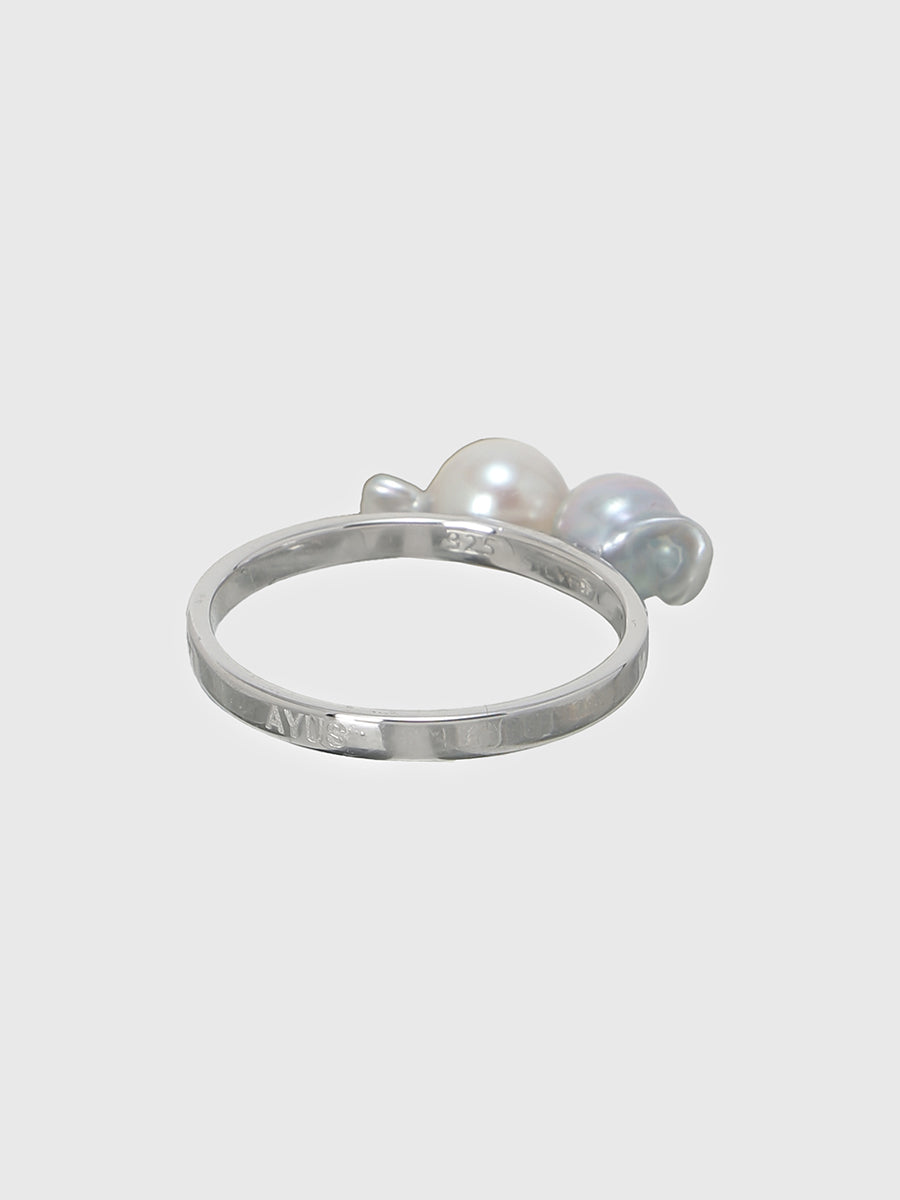 【AYUS】Akoya natural baropue pearl 2P ring  5.0mm 9号
