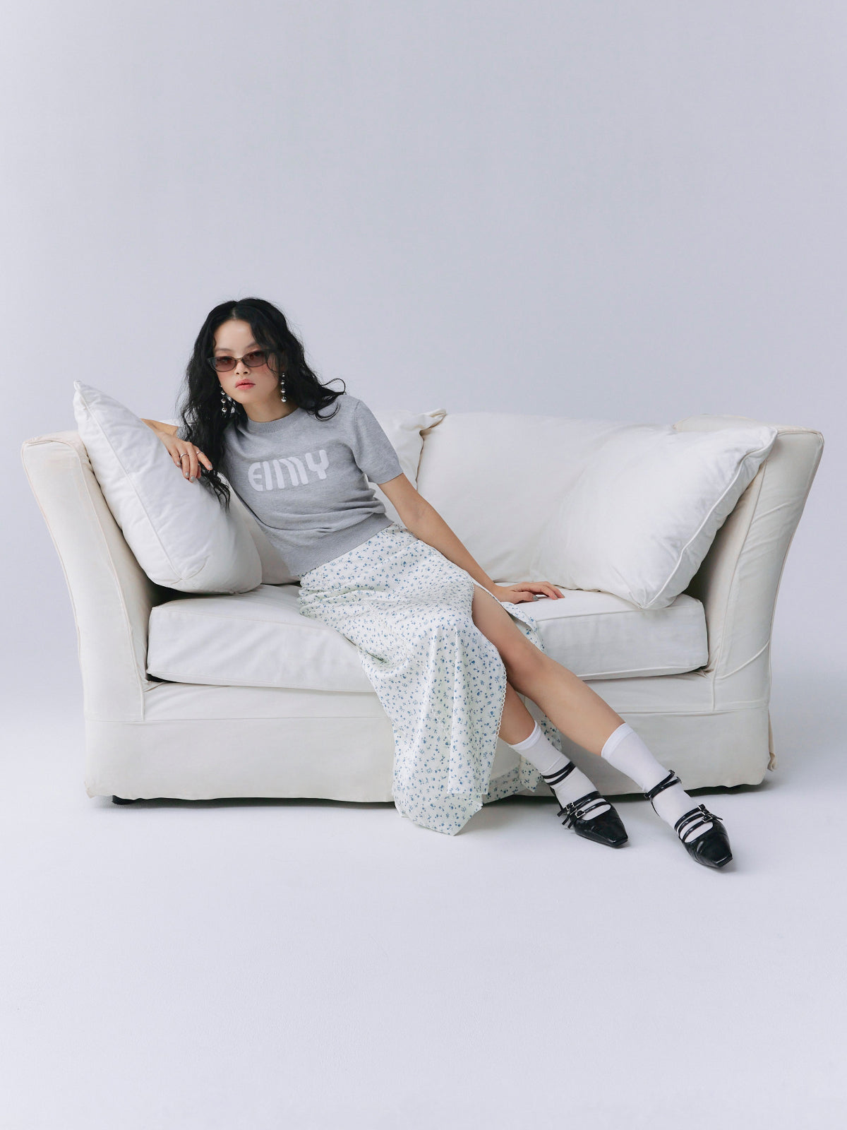 EIMYロゴハーフスリーブニット