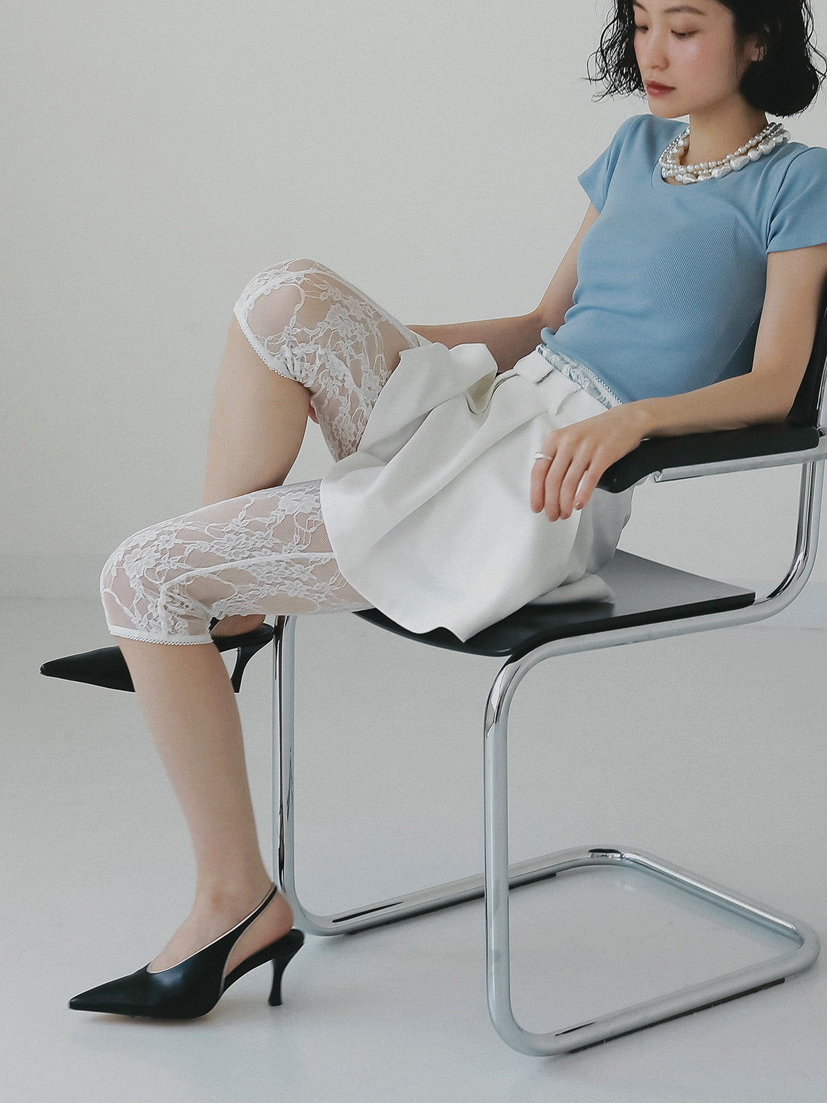 パイピングスリングバックパンプス