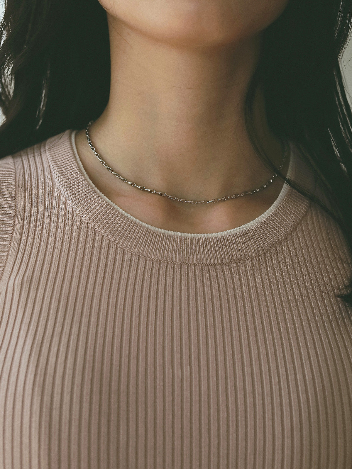 ダブルカラーリブニットタンク