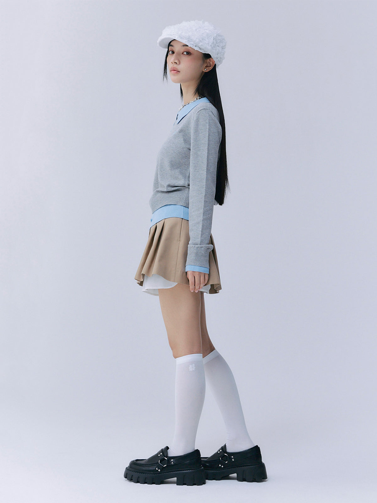 レイヤードプリーツミニスカート