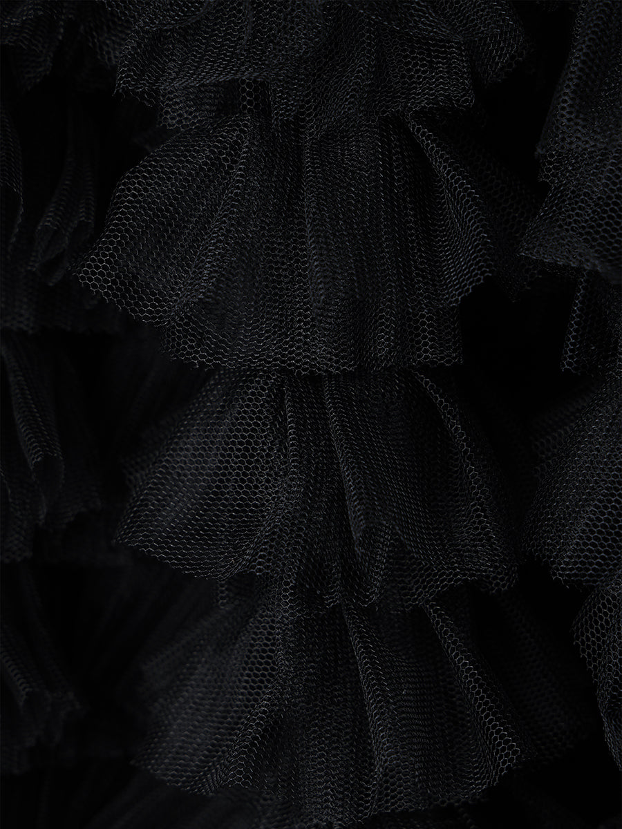 カットドッキングフリルチュールワンピ