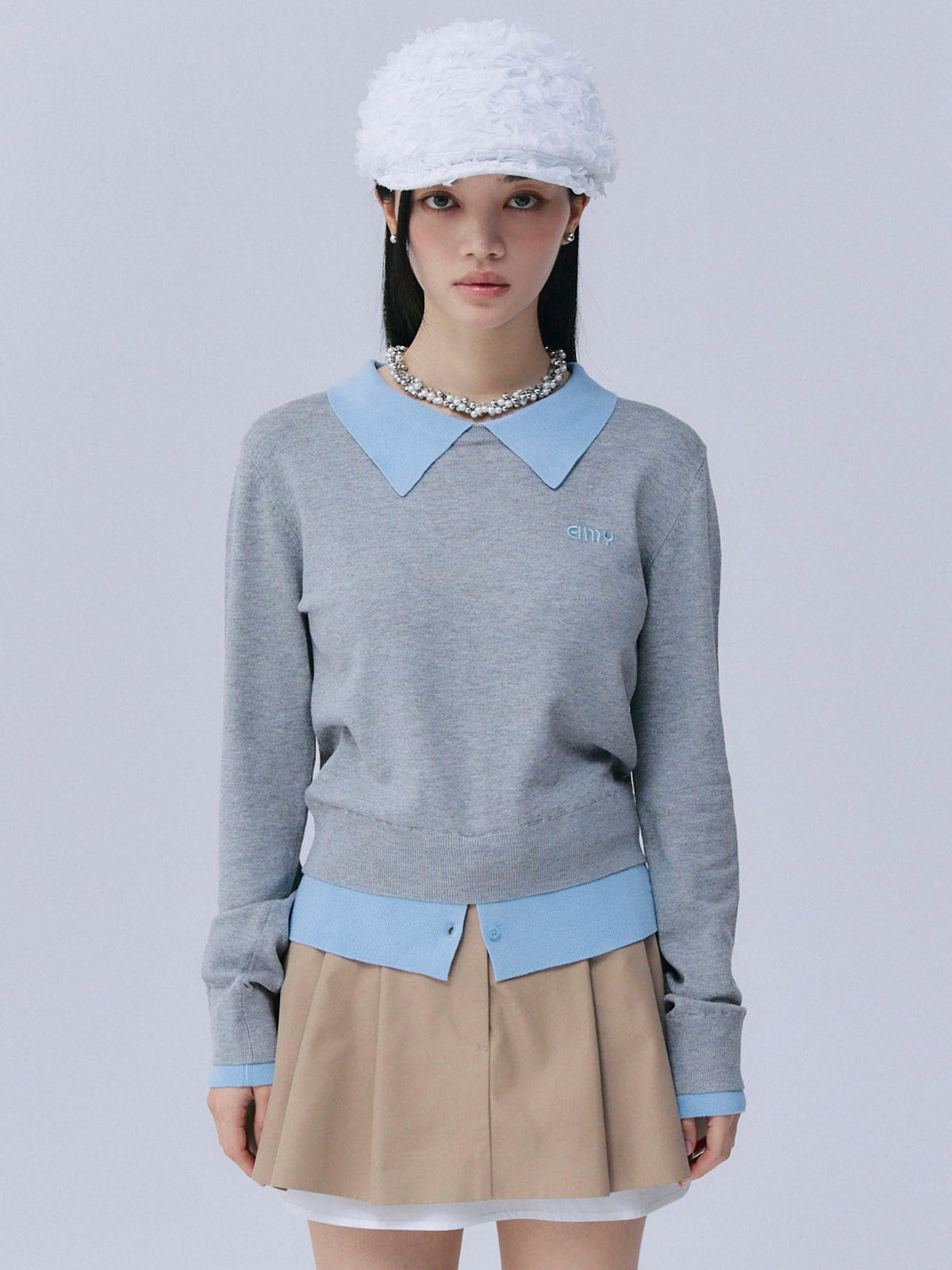 ニットレイヤードトップス