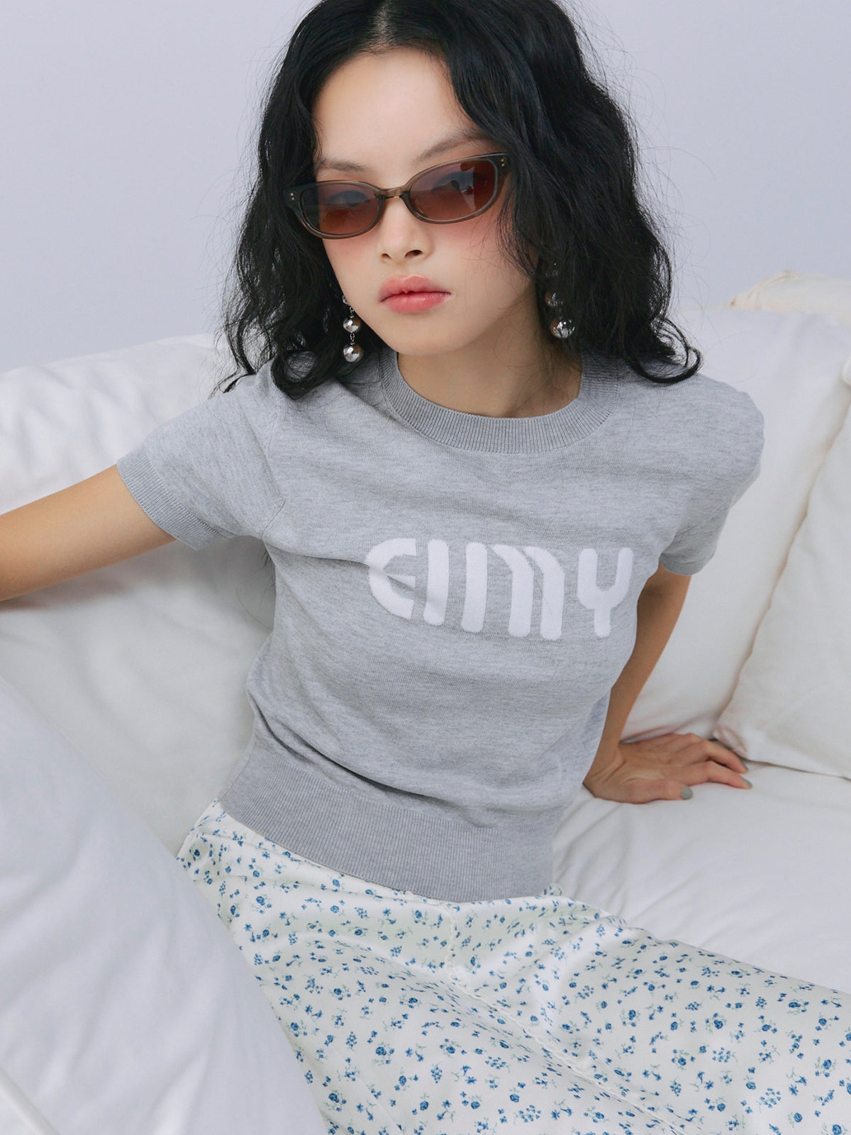 EIMYロゴハーフスリーブニット