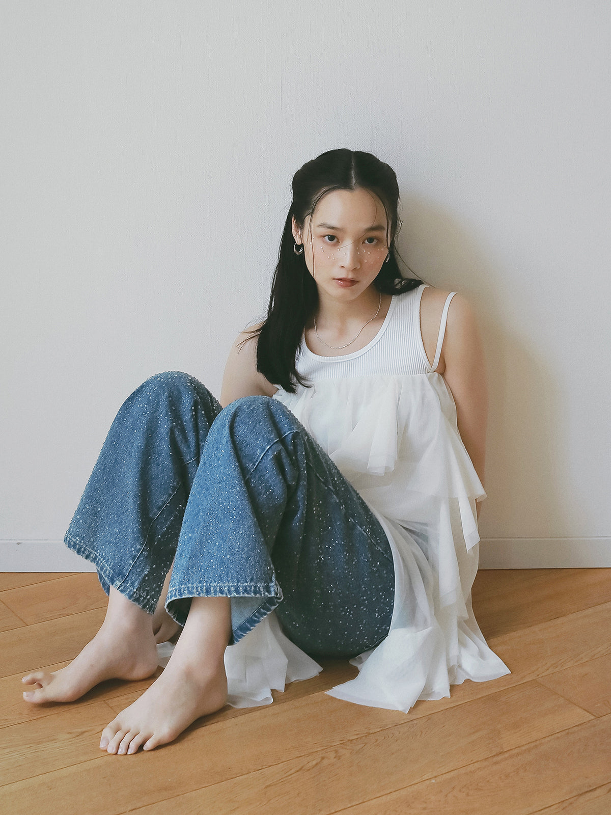 リブタンクセットボリュームチュールチュニック