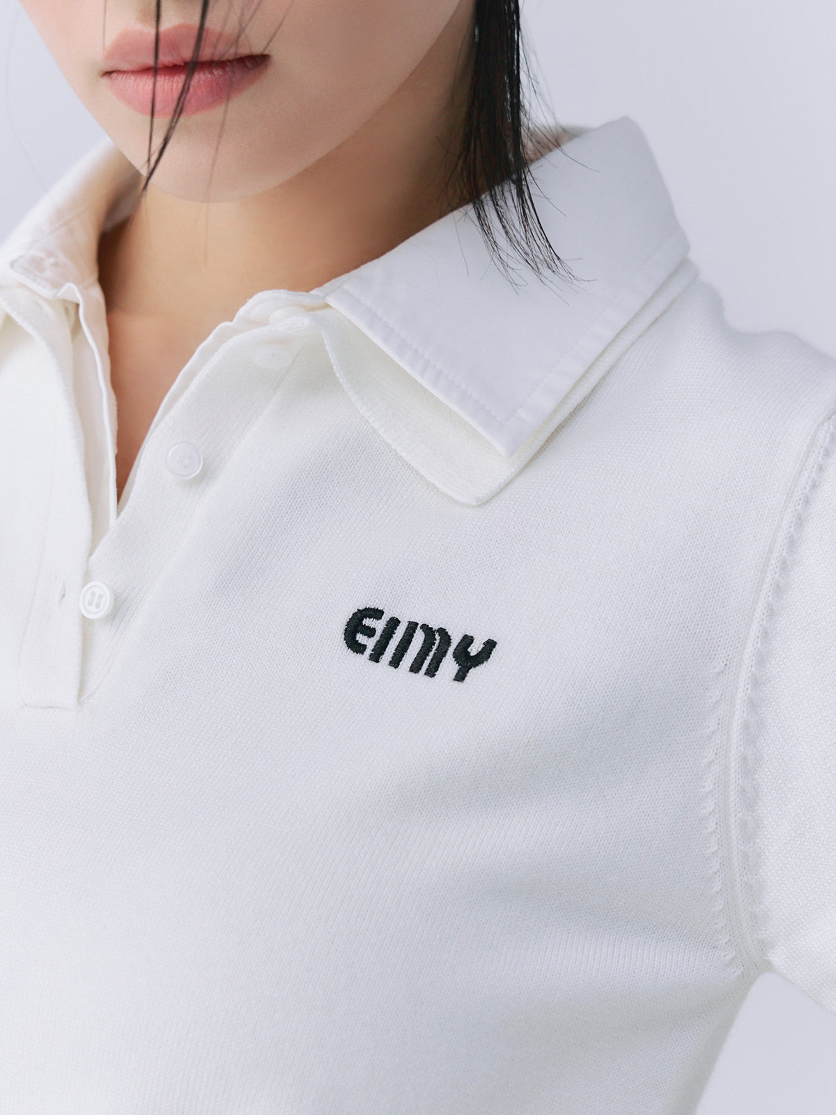 ハーフスリーブダブルカラーニット