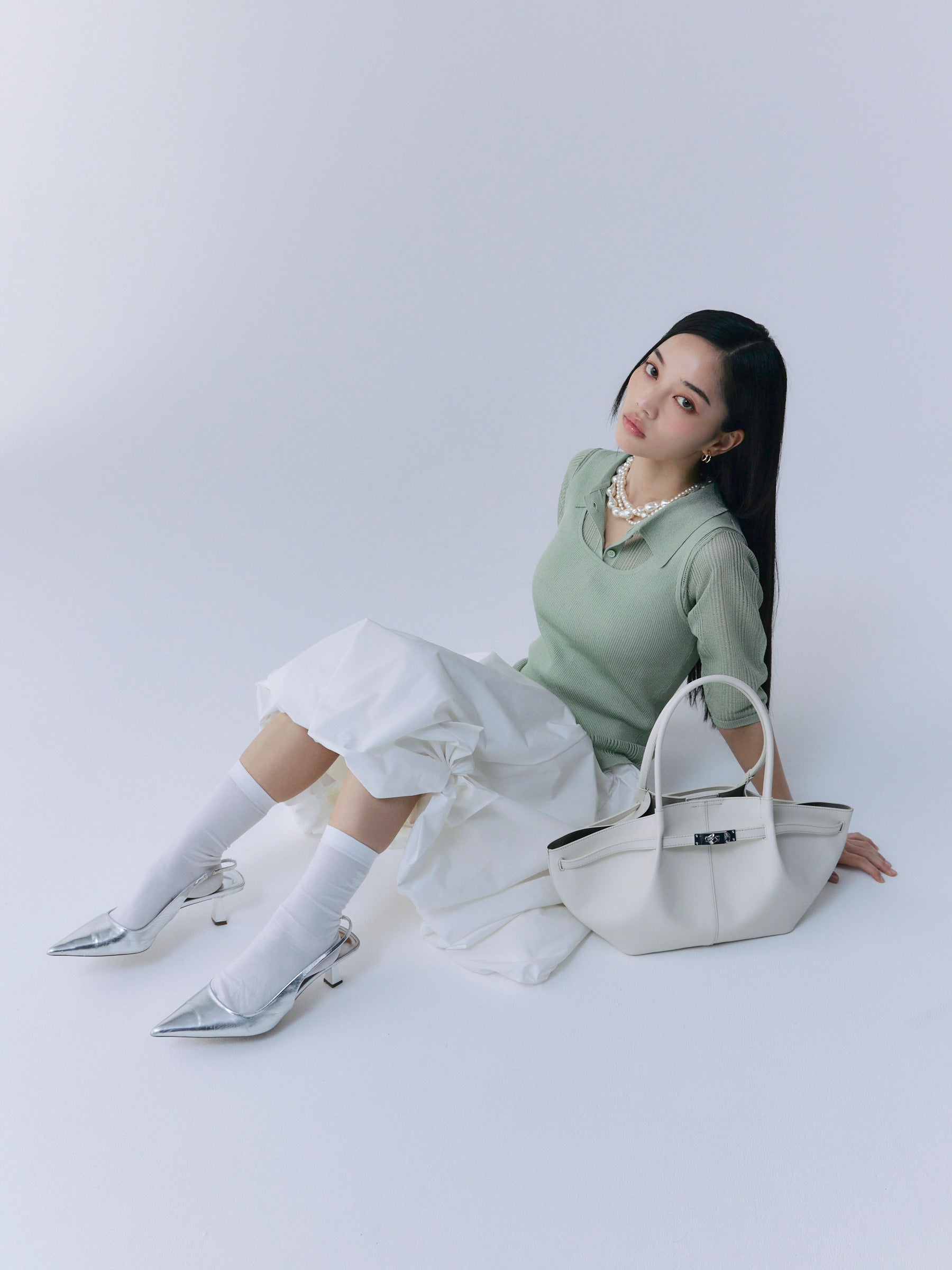 透かし編みニットアンサンブル