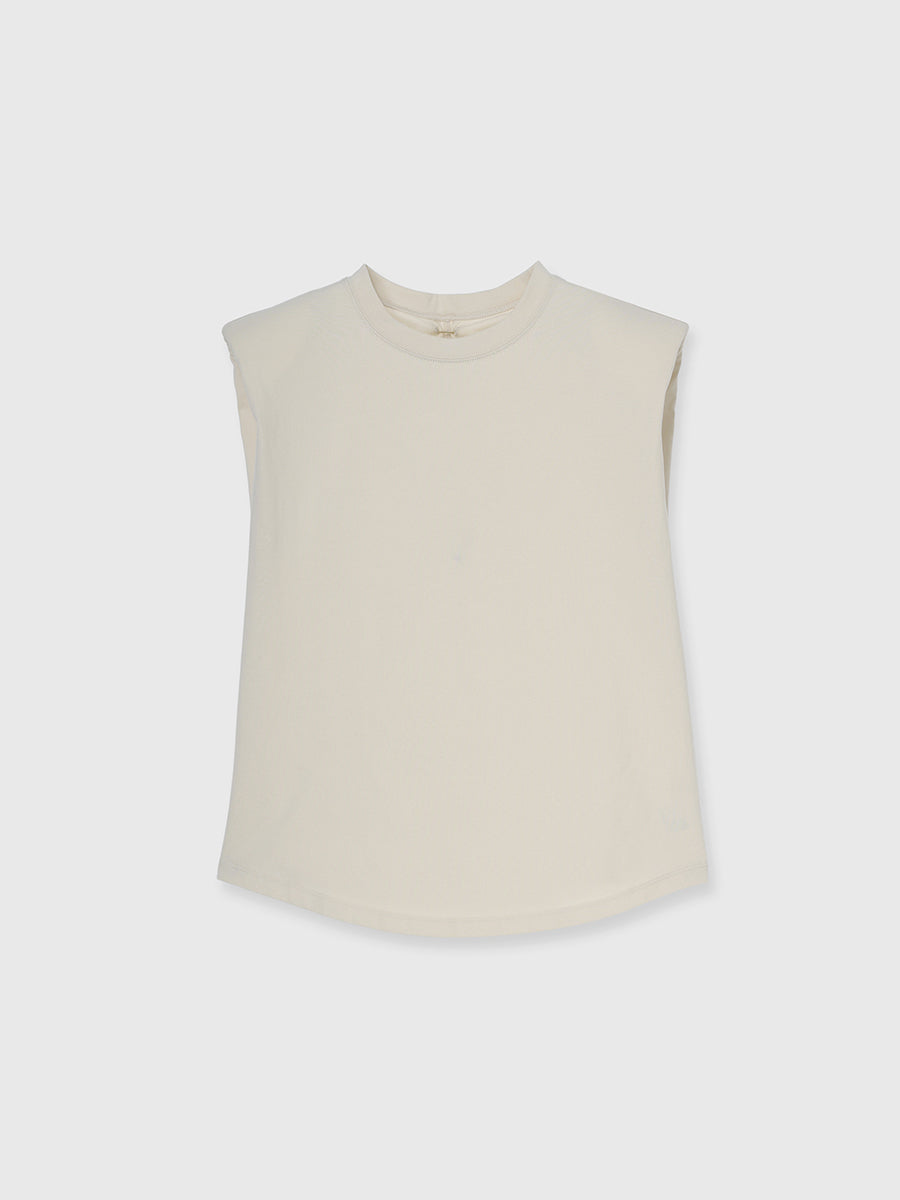 Re|Done / トップス/L/コットン/WHT/無地/019-5W7HZ ウエストタックノースリトップス