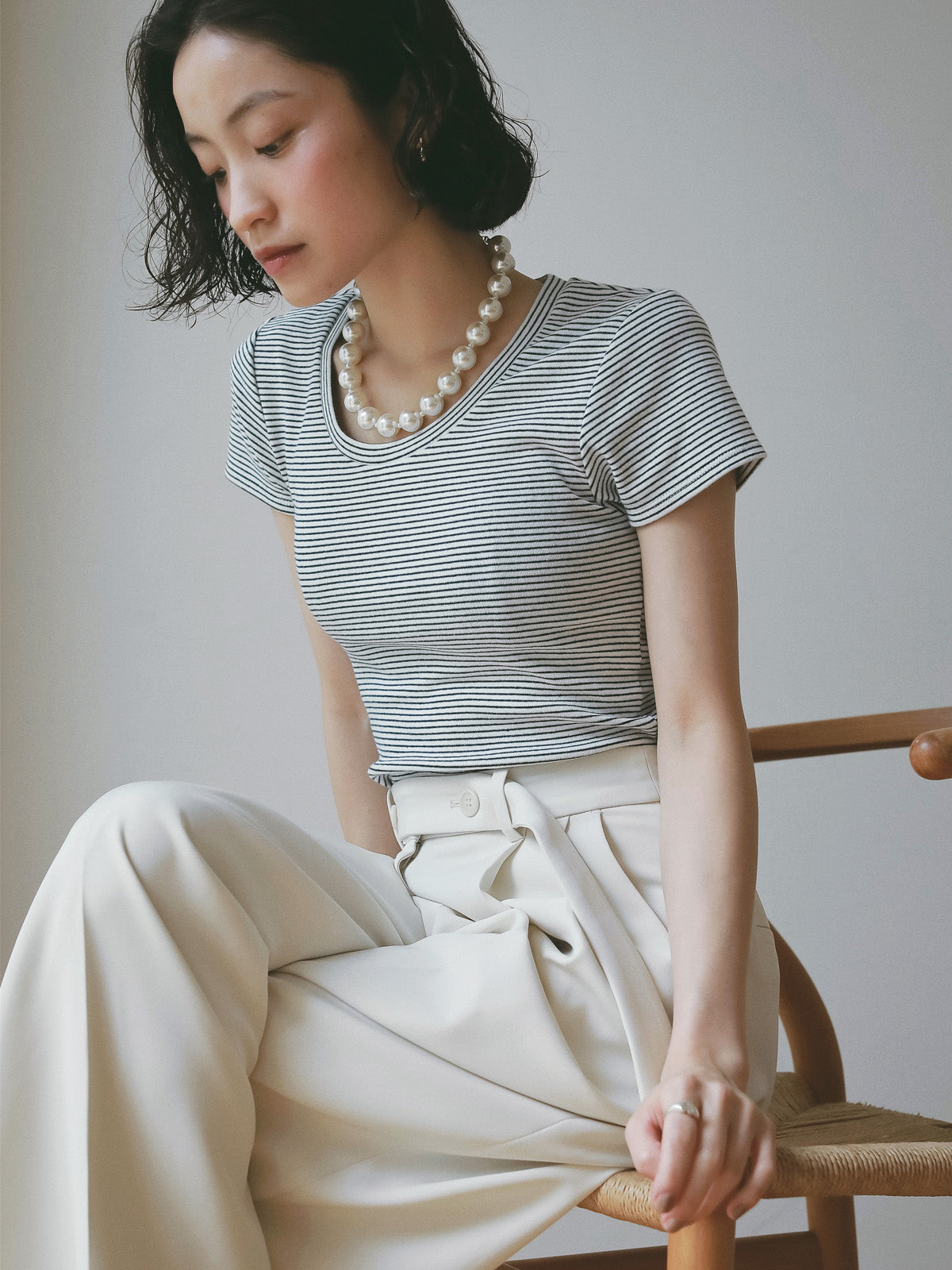 ボーダーリブＴシャツ