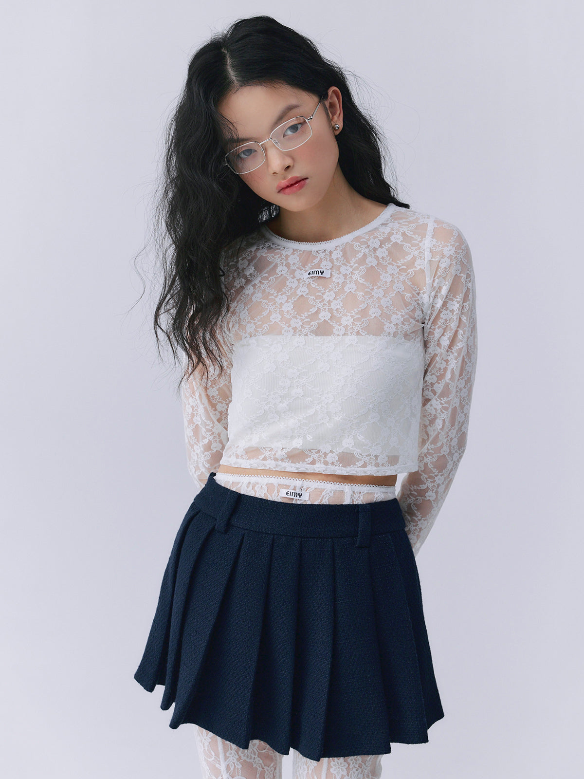 ツイードプリーツミニスカート