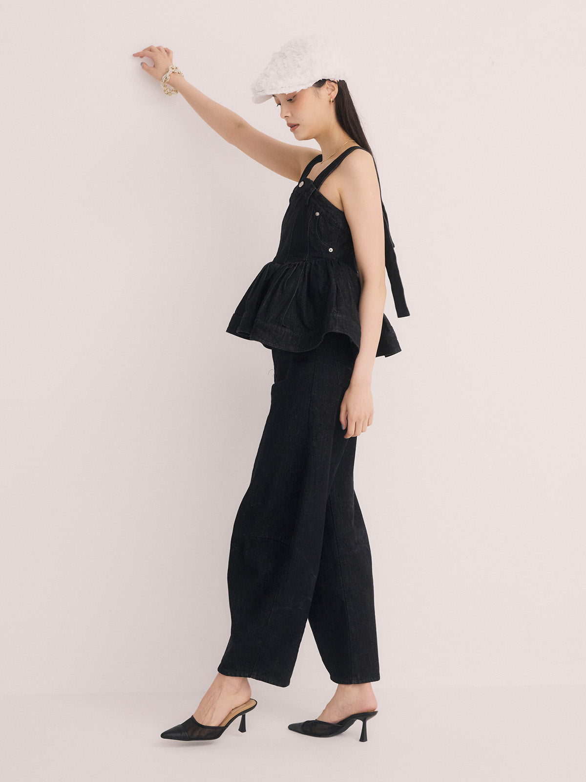 ペプラムデニムビスチェ