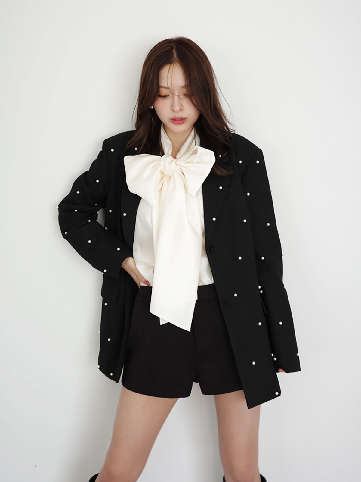 シアーボウタイブラウス