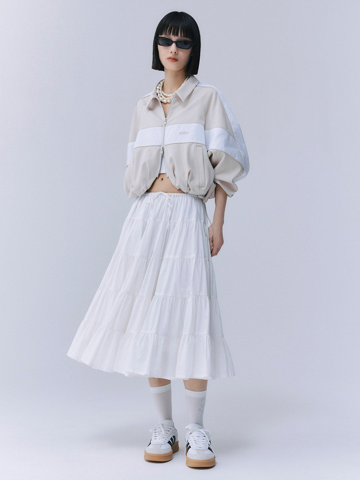 スイッチングバイカラーブルゾン