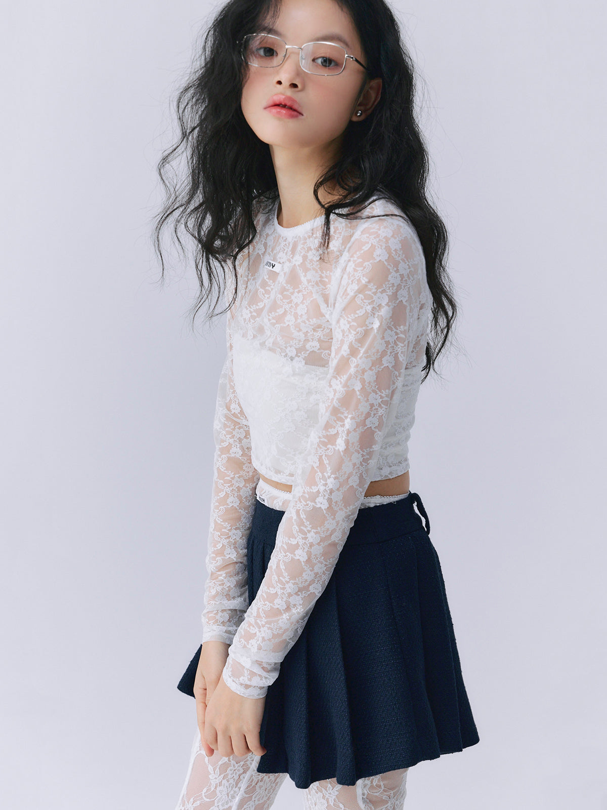 ツイードプリーツミニスカート