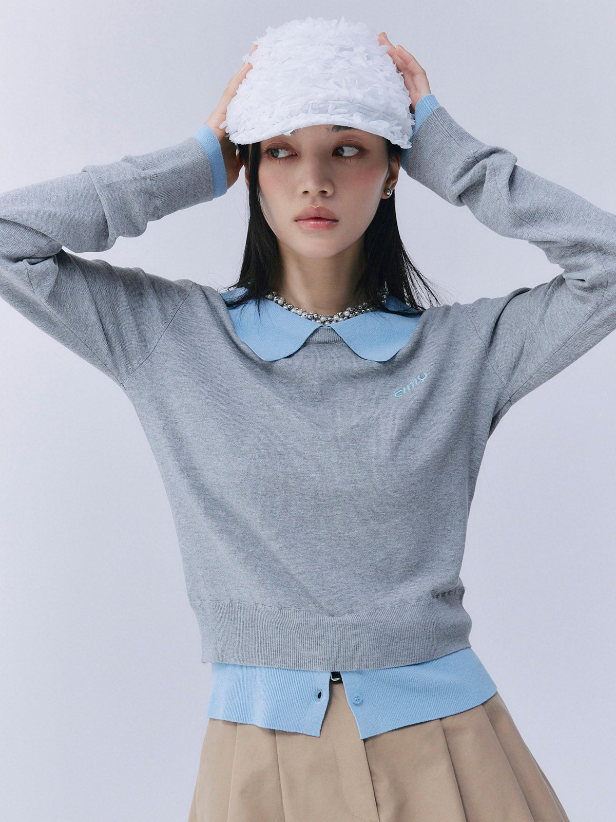 ニットレイヤードトップス