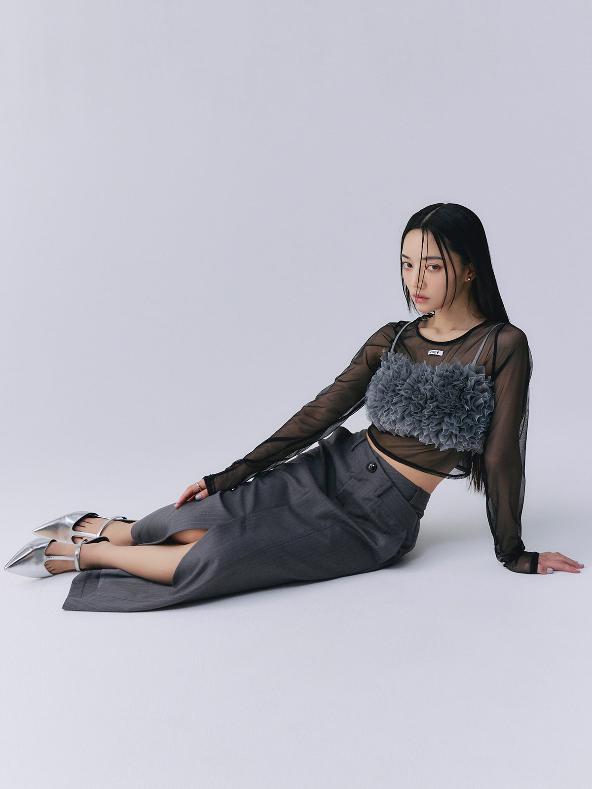 チュールフリルベアトップ