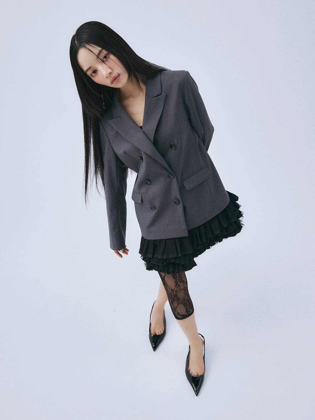 フリルトリムジャケットワンピース