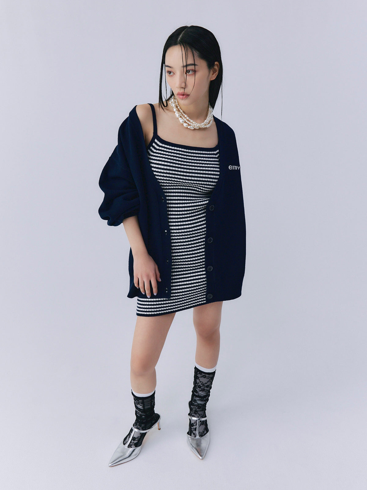 ロゴカーデワンピースニットセットアップ