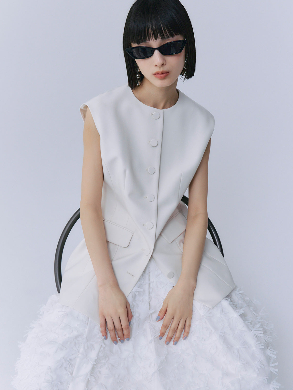 フロントボタンシェイプベスト