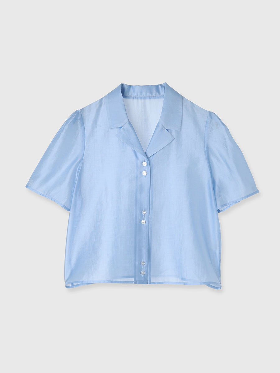 オープンカラーシアーシャツ