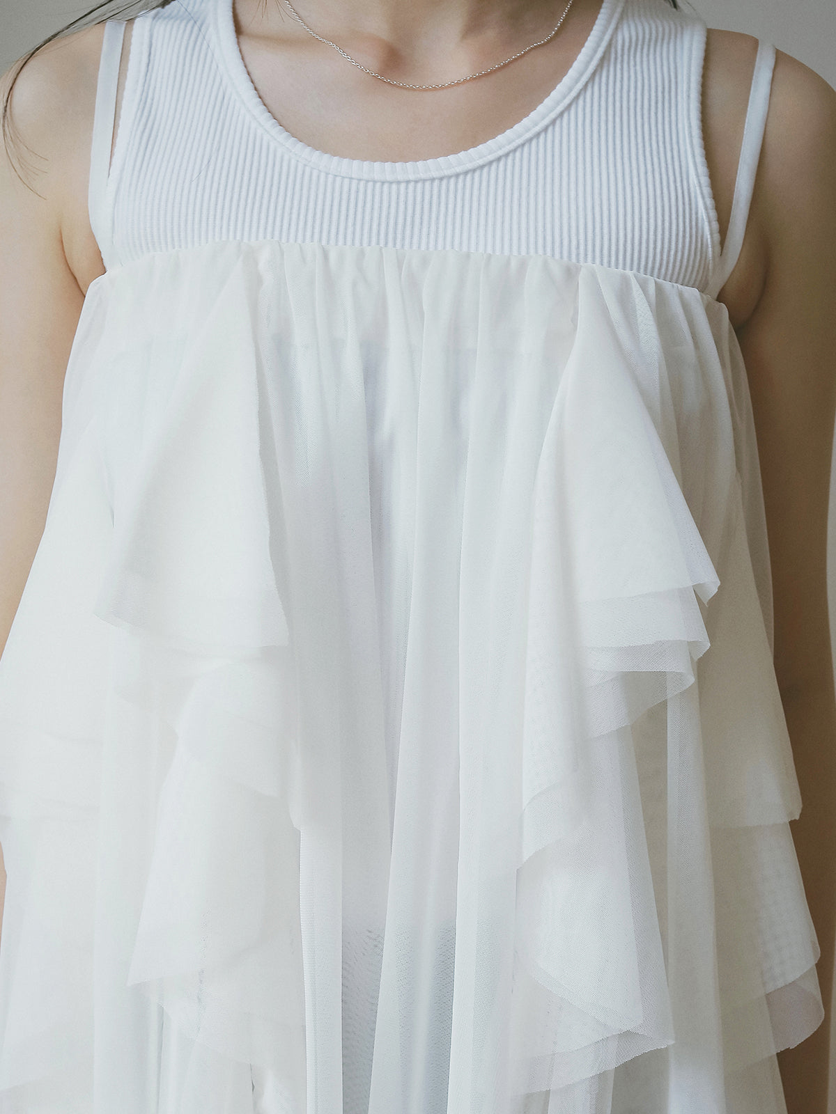 リブタンクセットボリュームチュールチュニック
