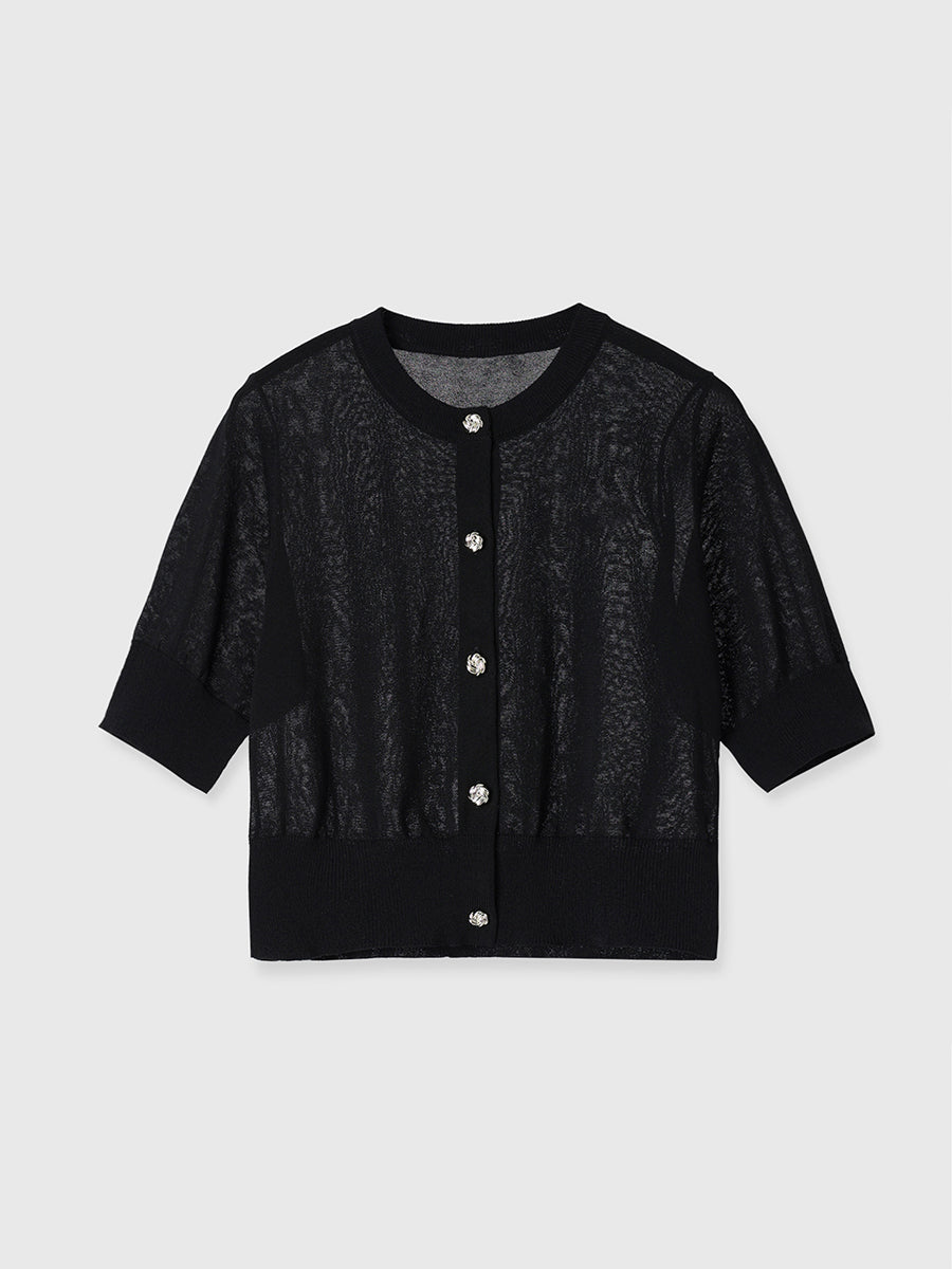 ハーフスリーブシアーニットカーデ