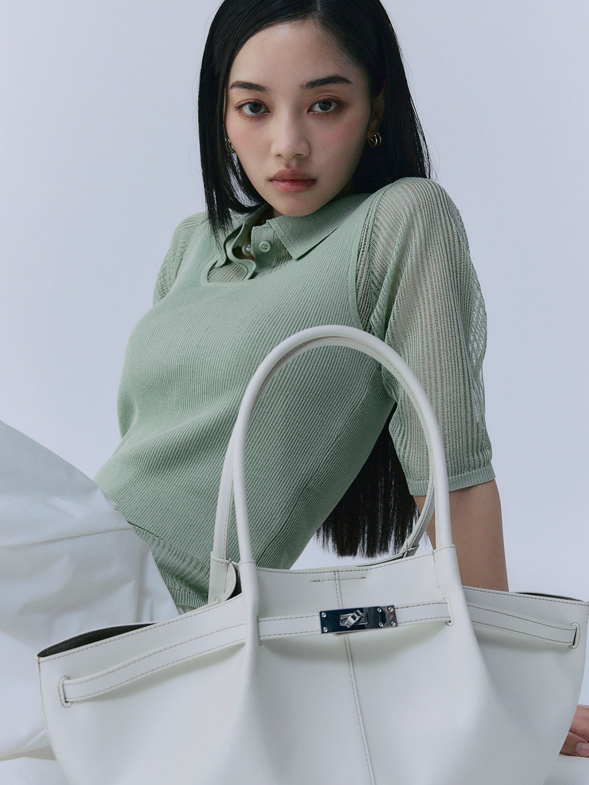 透かし編みニットアンサンブル