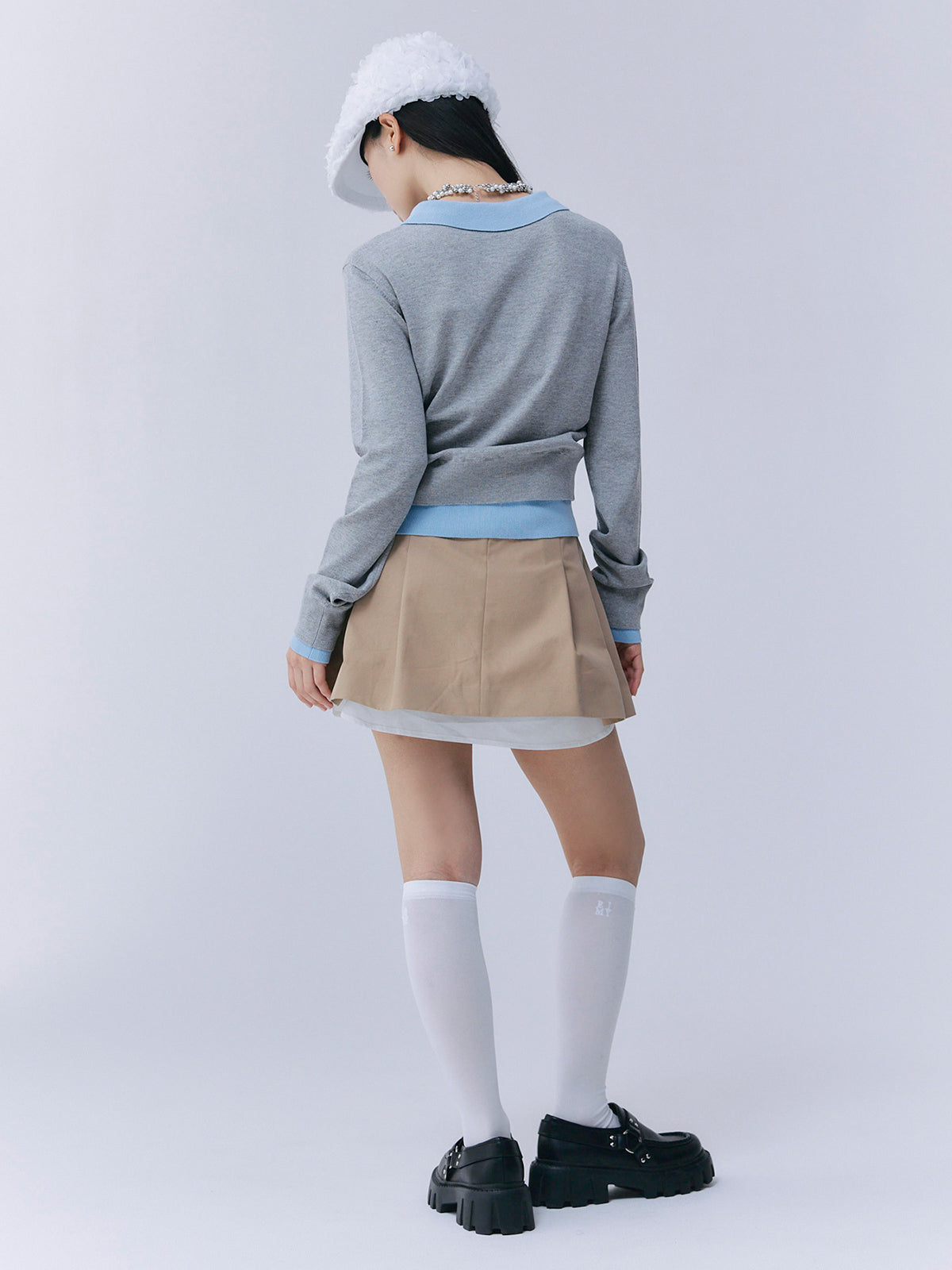 レイヤードプリーツミニスカート