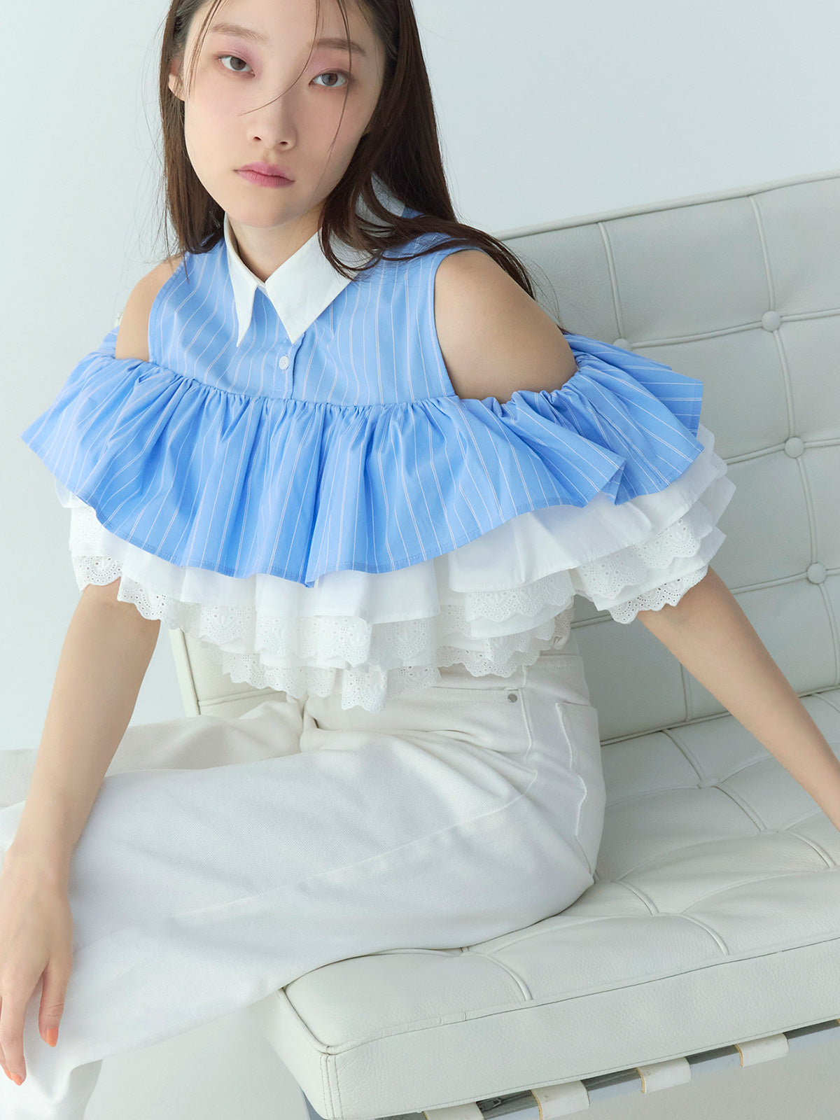 eimyistoire/プリーツラッフルボリュームブラウス EIMY ISTOIRE エイミーイストワール eimy istoire プリーツラッフル