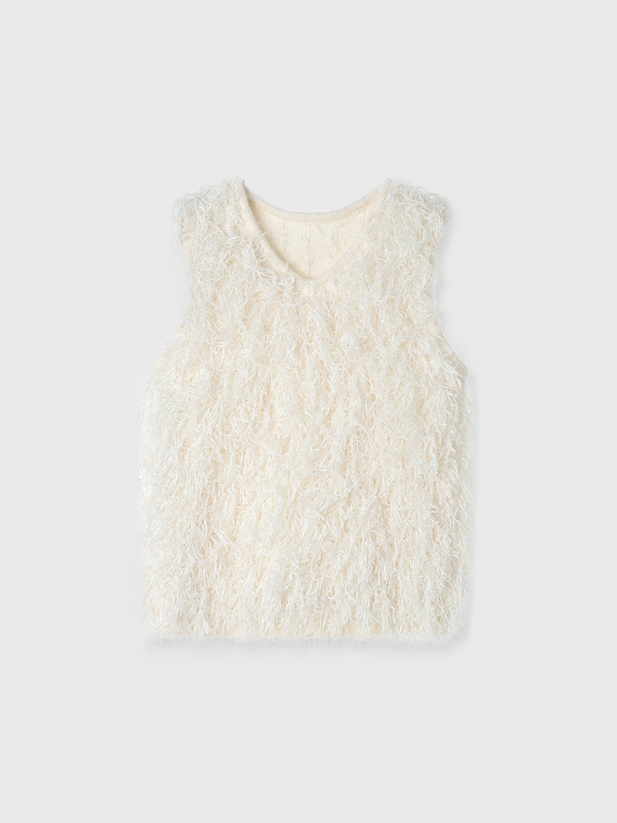 ロングフェザーヤーンニットベスト