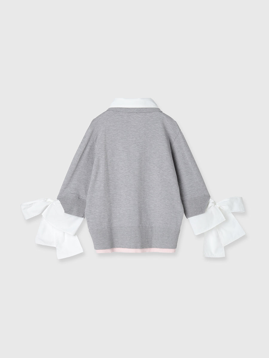 アーガイルシャツドッキングレイヤードニット