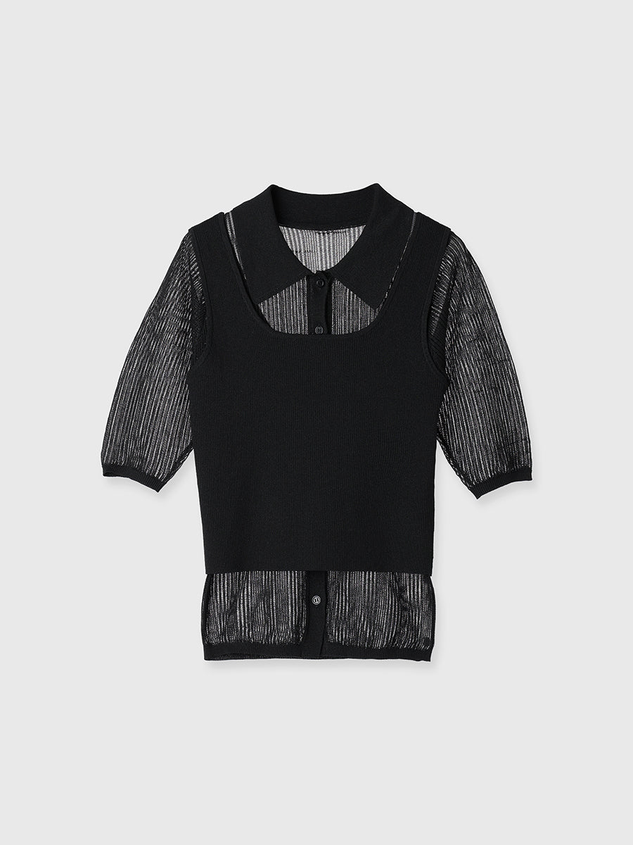 透かし編みニットアンサンブル