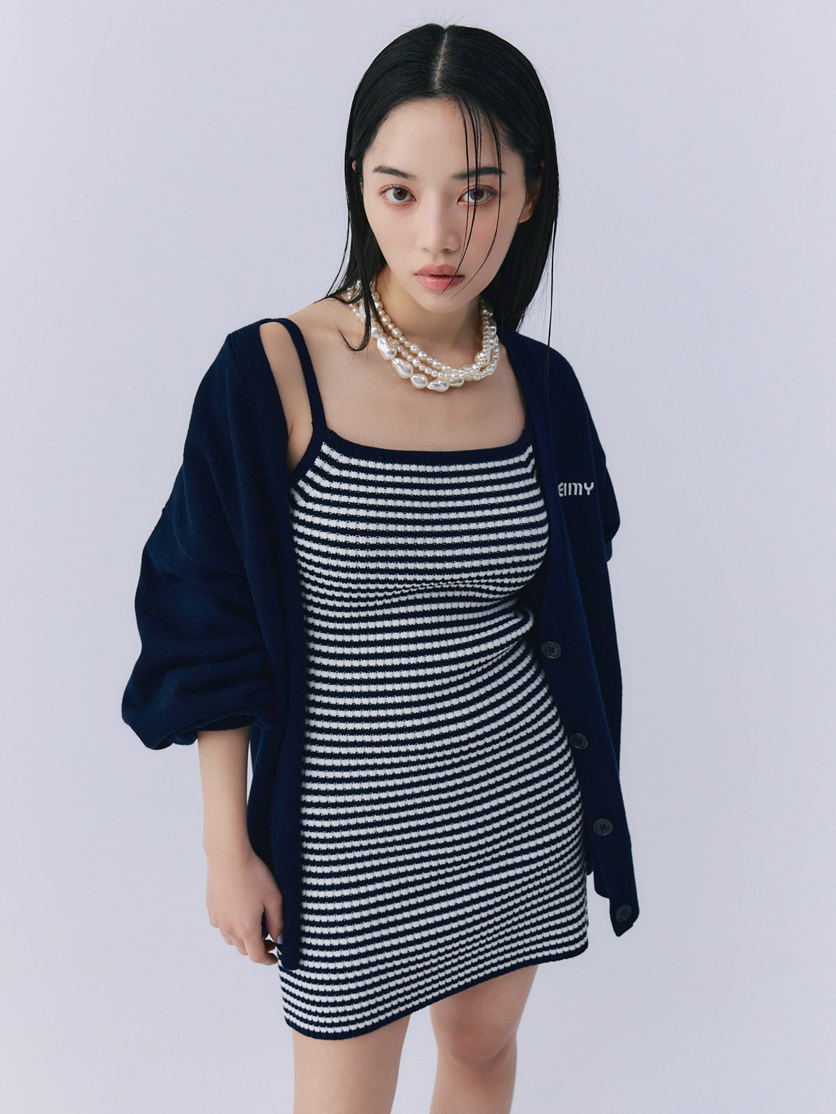 ロゴカーデワンピースニットセットアップ