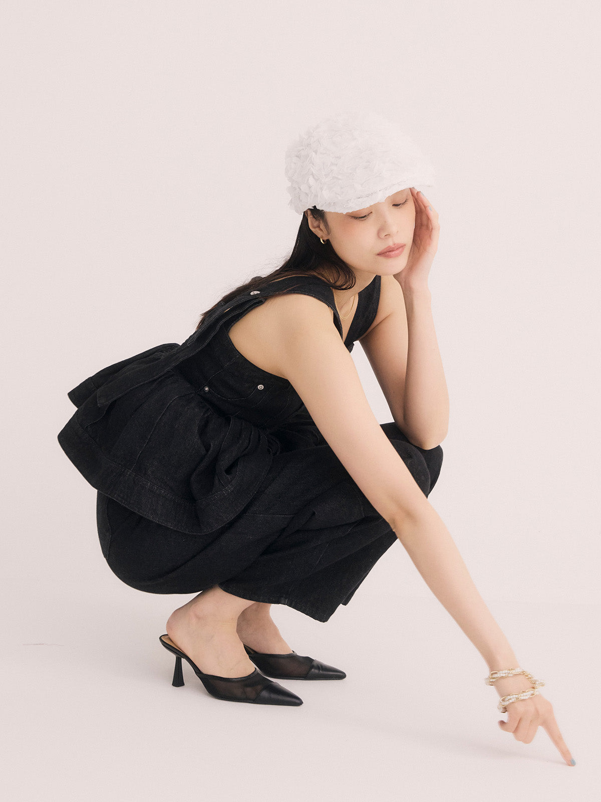 ペプラムデニムビスチェ