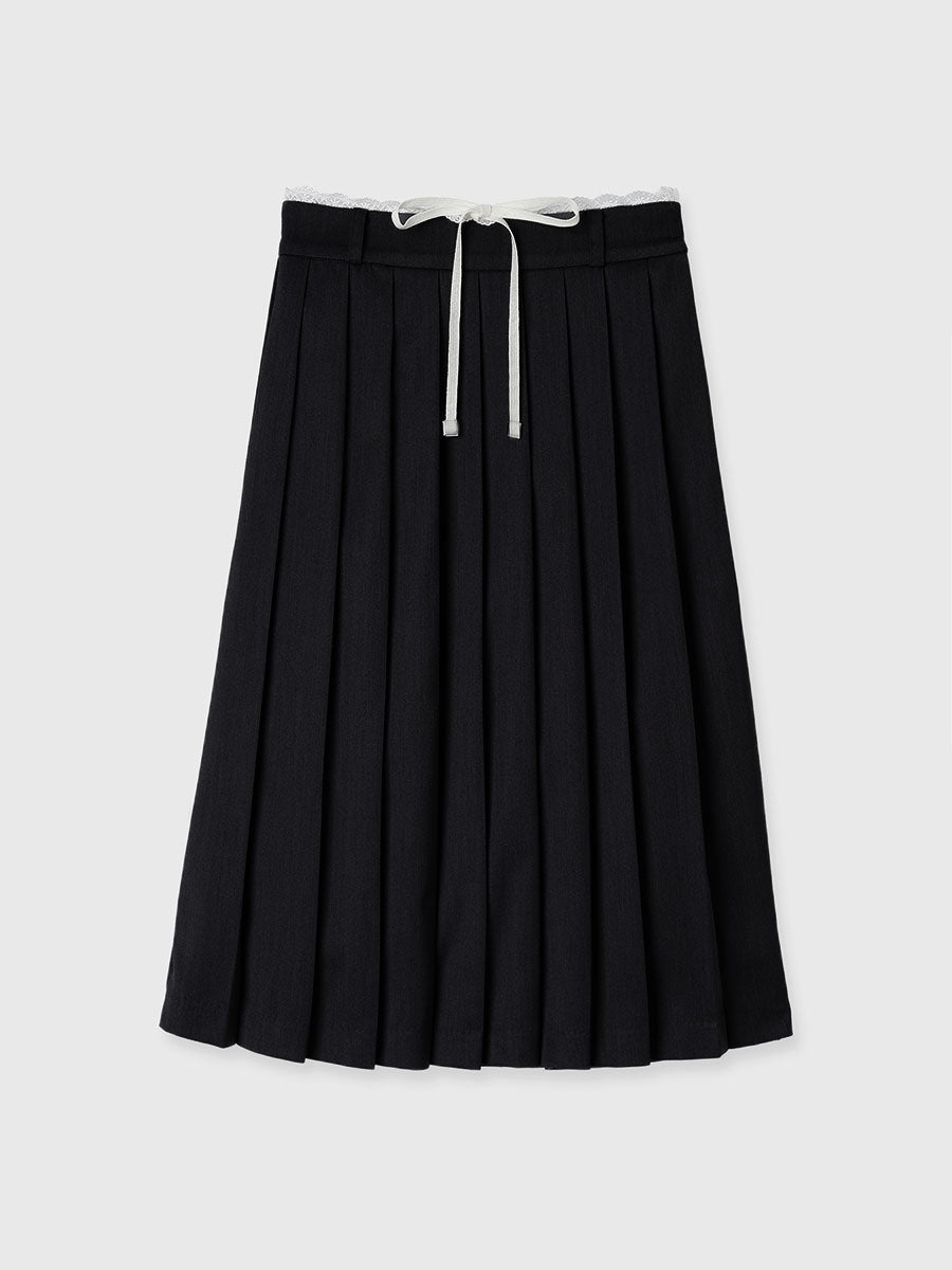 レースポイントプリーツミディスカート