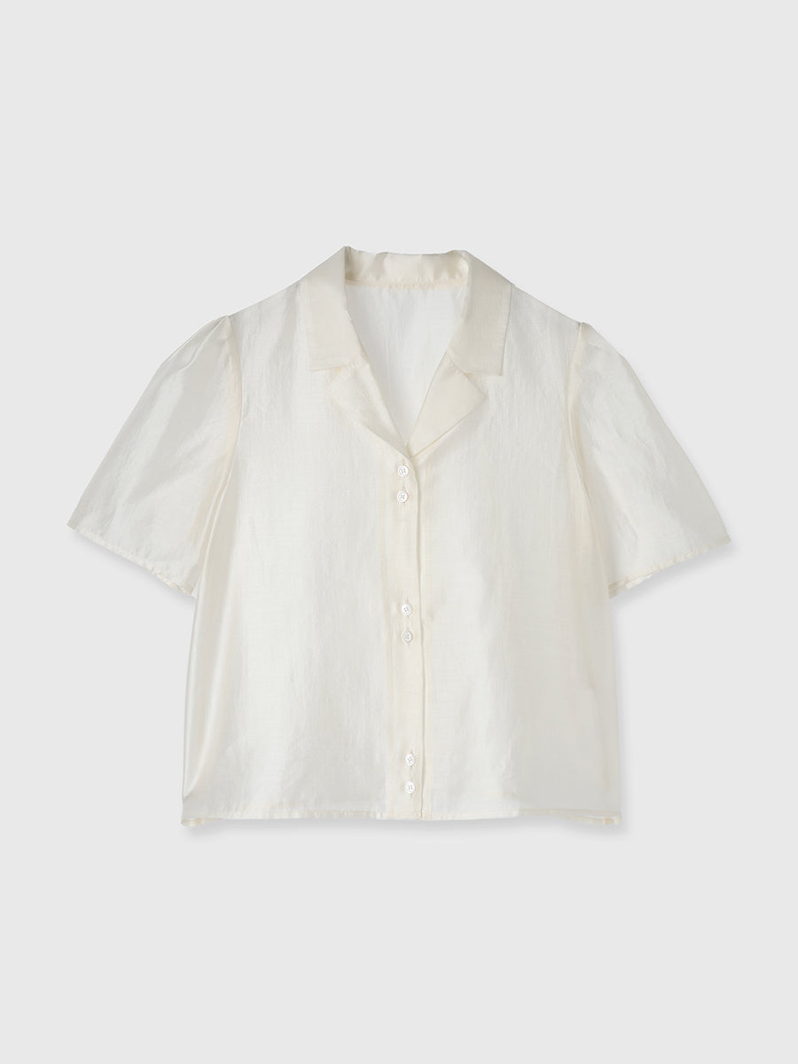 オープンカラーシアーシャツ