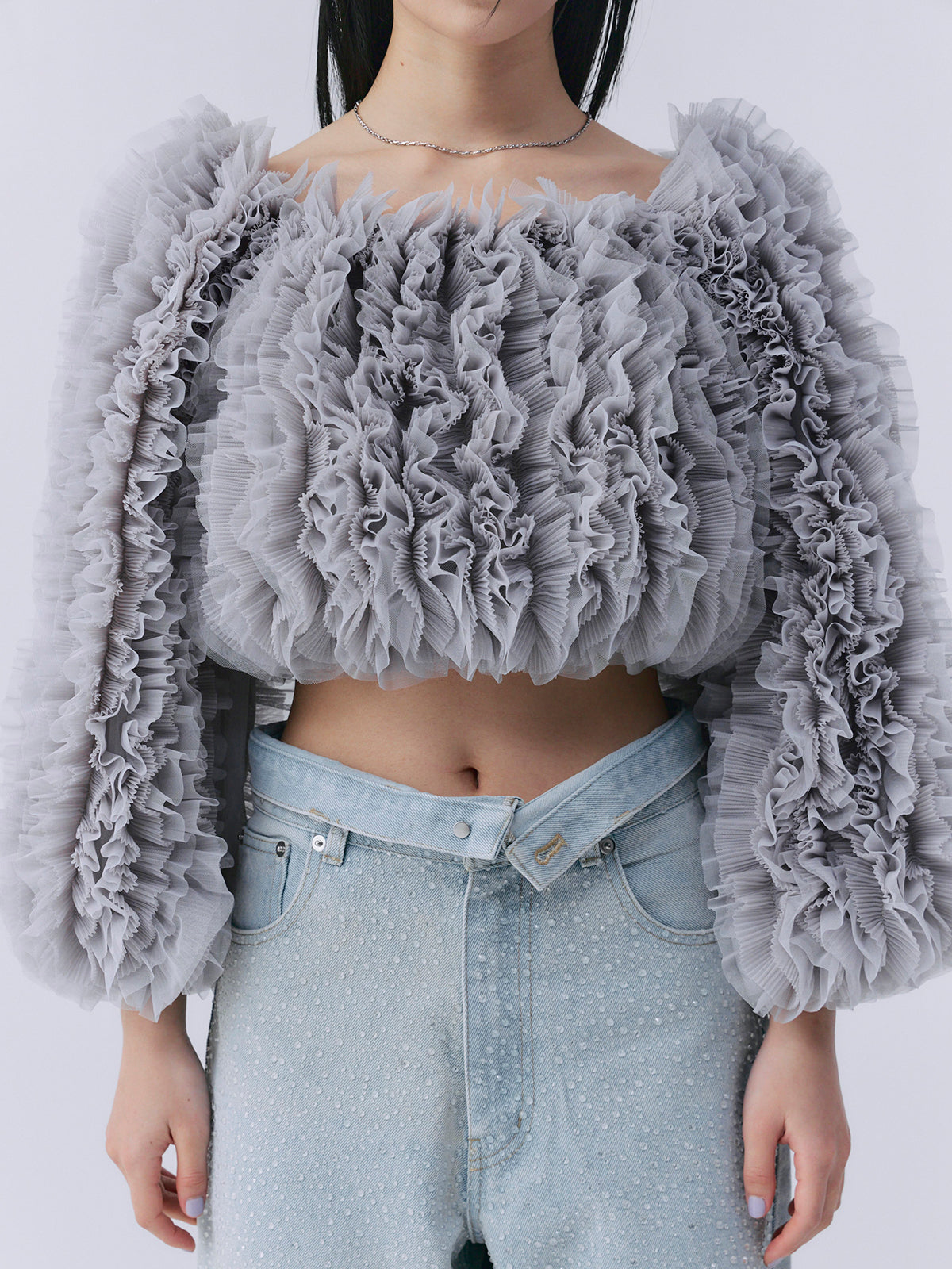 ボリュームチュールオフショルトップス