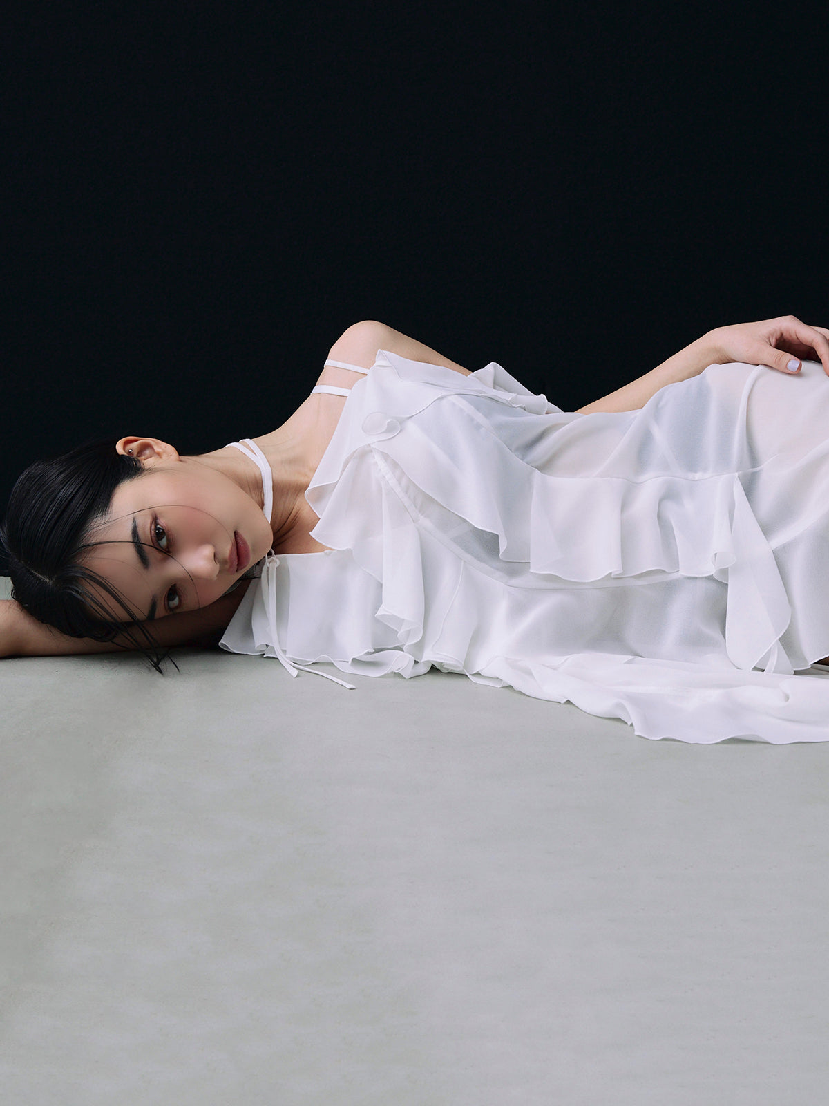 ラッフルキャミロングブラウス