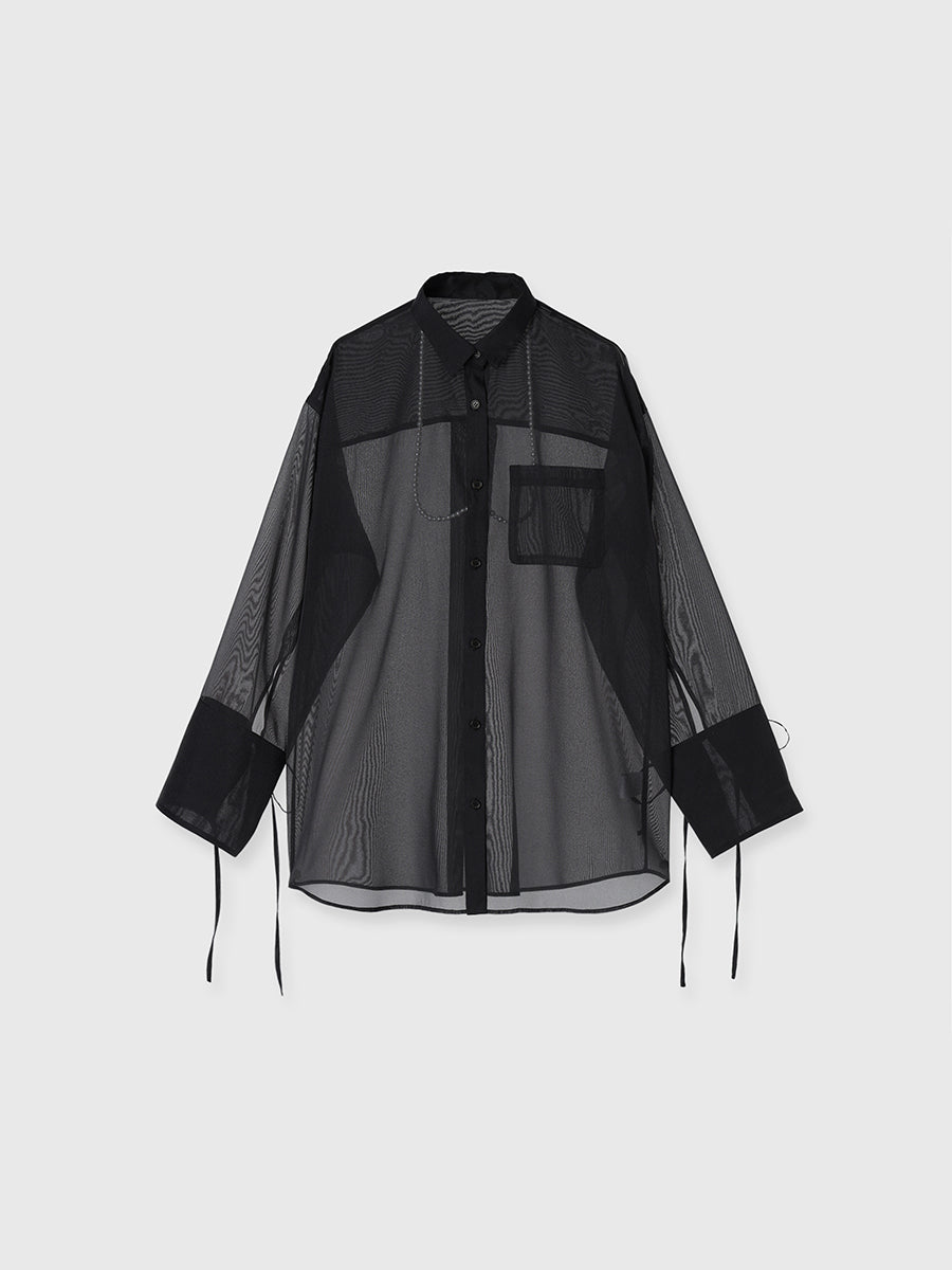 パールストラップオーガーンジーシャツ