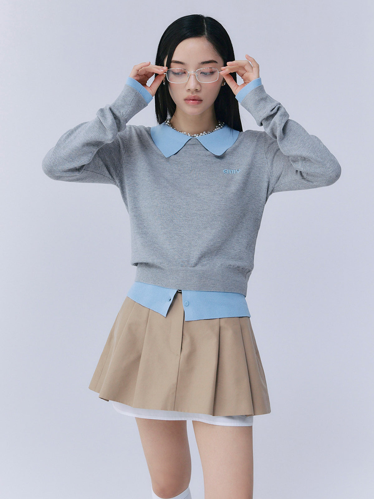 レイヤードプリーツミニスカート