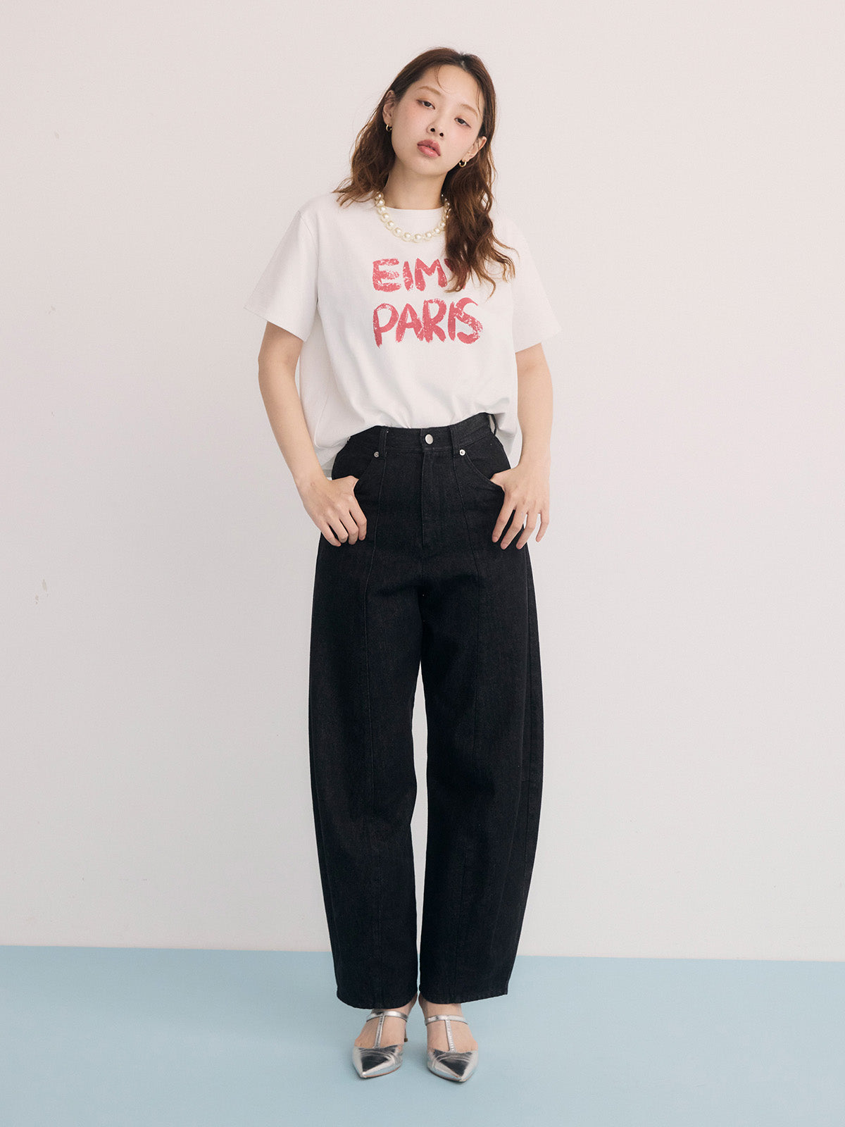 カービーパターンデニムパンツ