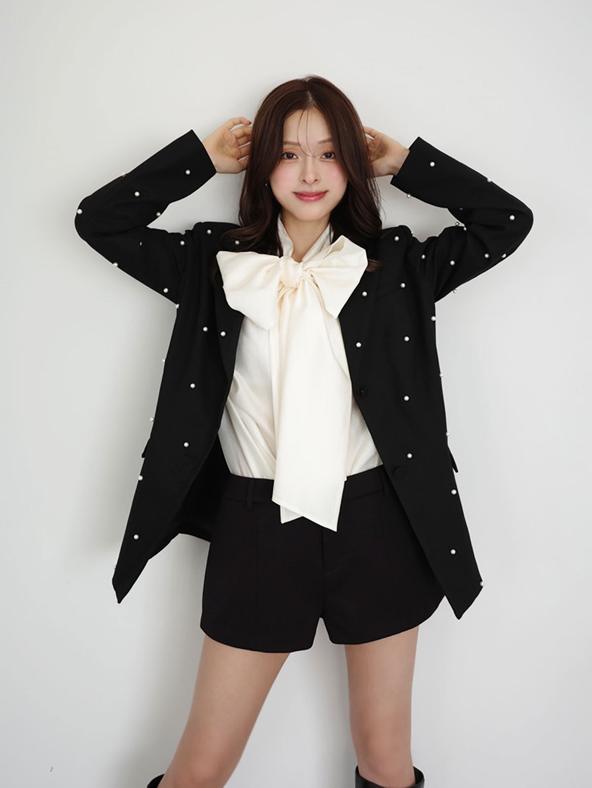 シアーボウタイブラウス