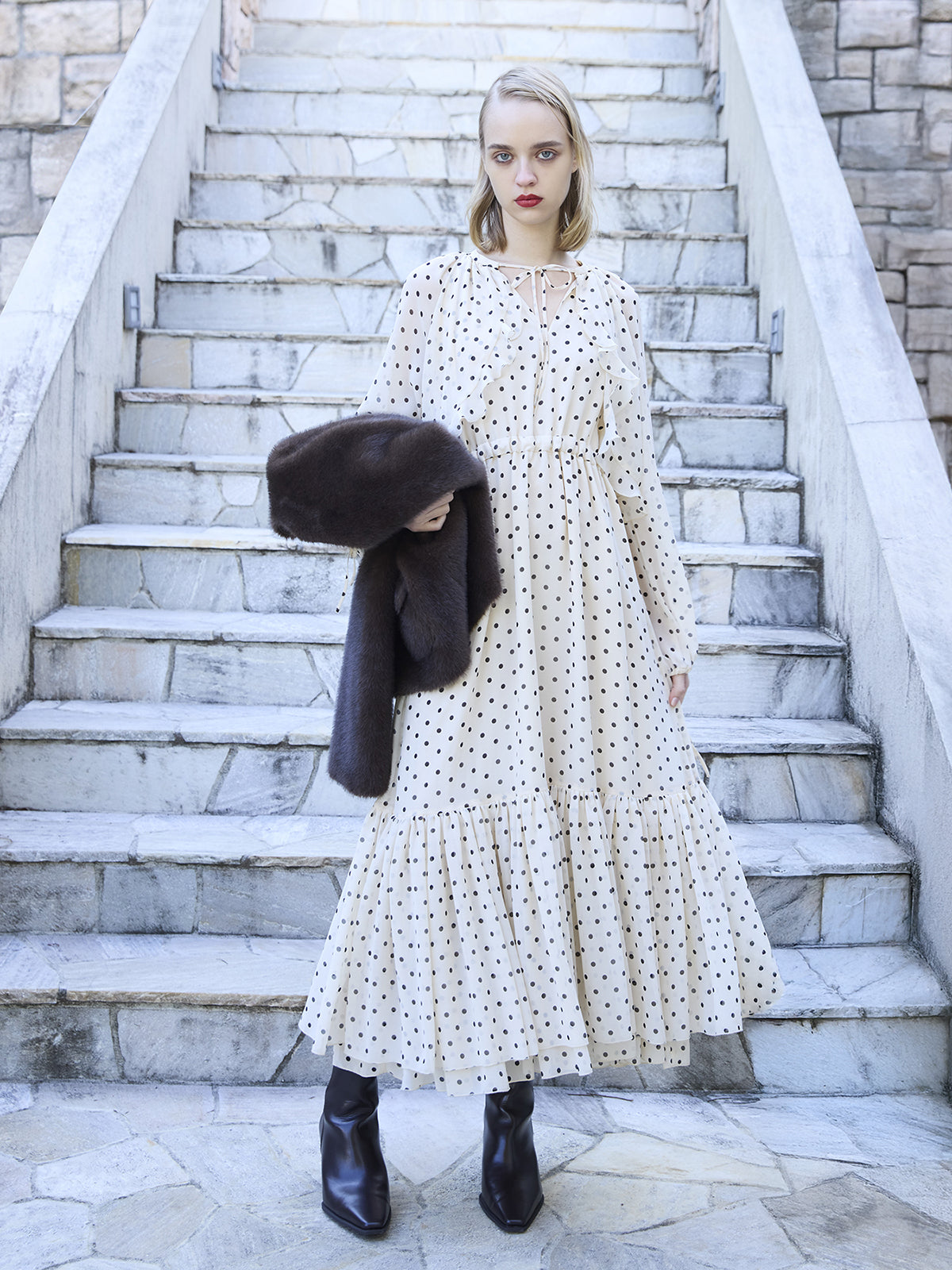 ドットギャザーフリルワンピース