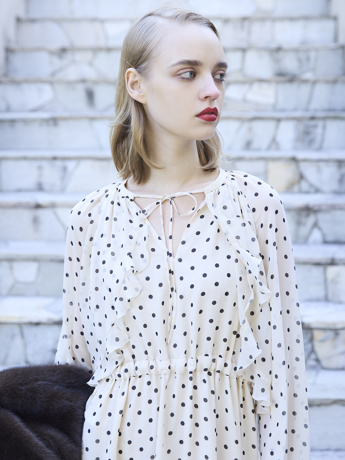 ドットギャザーフリルワンピース