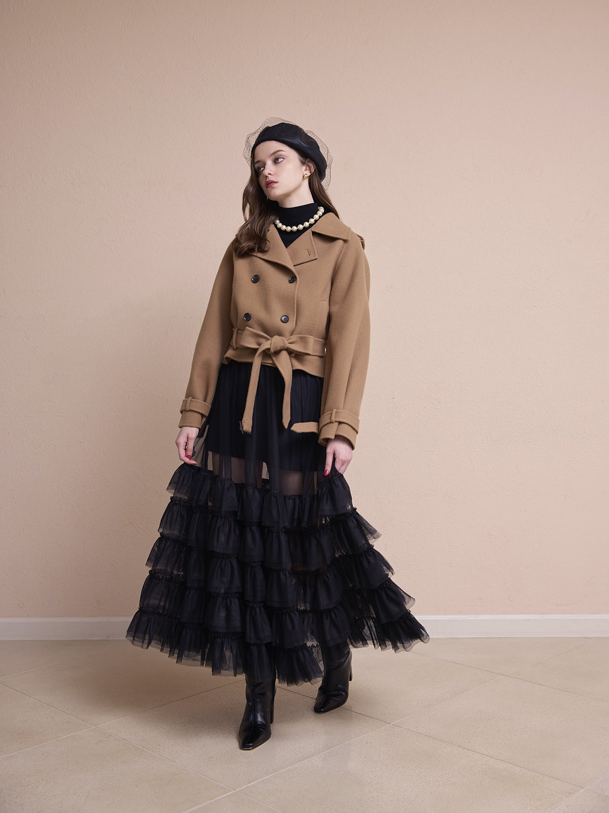 ウールショートトレンチコート